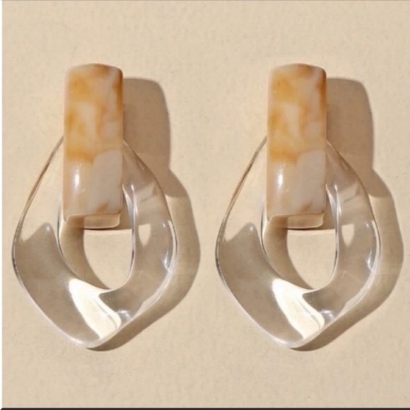 Anthropologie Jewelry - Last pair! 🆕 Acrylic chic geometric drop hoop earrings